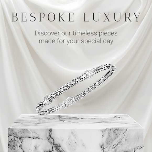 New Phillip Gavriel Sterling Silver & White Topaz Mini Woven Bracelet- 7.25” - Picture 1 of 3